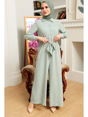 Düğmeli Mint Tulum 5703mınt