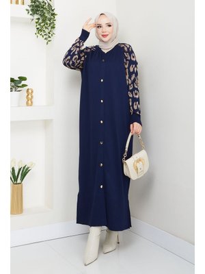 Leopar Kol Merserize Triko Hırka