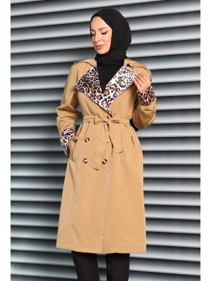 Vızon Vizon Düğmeli Leopar Detaylı Miranda Trençkot