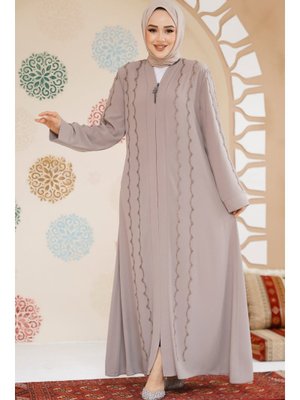 Boncuk İşlemeli Bej Ferace 29113bej