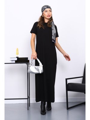 Siyah Kısa Kol İçlik Elbise