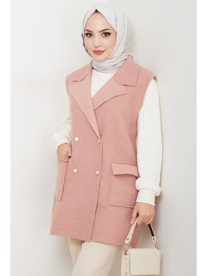 Pudra Kapak Cepli Düğmeli Yelek