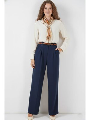 Lacivert Kemerli Pantolon