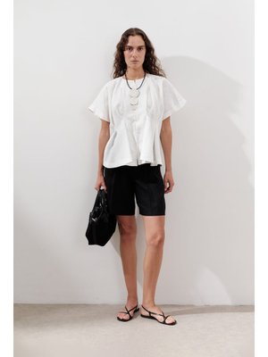 Ekru Keten Pile Detaylı Yelek