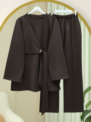 K. Kahve Önü Çapraz Bağlamalı Yırtmaçlı Scuba Takım