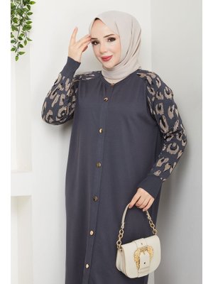 Leopar Kol Merserize Triko Hırka