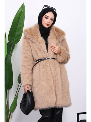 Vizon Kemerli Astarlı Kürk Kaban