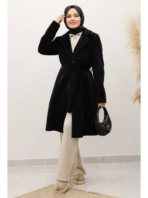 Siyah Astarlı Ara Boy Fox Kaban