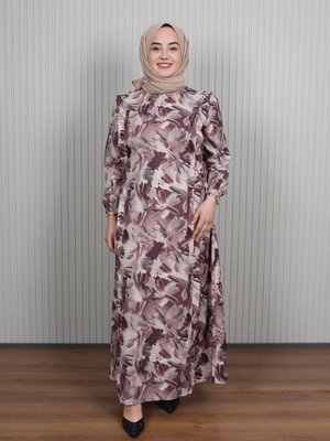 Mürdüm Yan Bağcıklı Detaylı Elbise