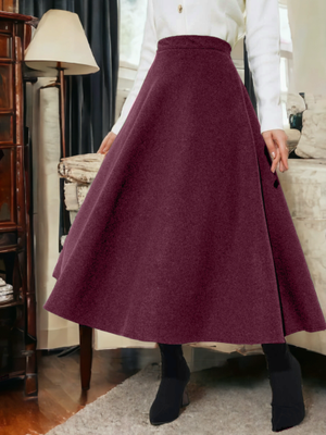 Bordo Fermuarlı Kaşe Çan Etek