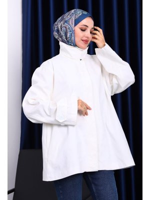Ekru Düğmeli Astarlı Gabardin Ceket