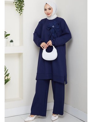Lacivert Çiçek Detay Oysho İkili Takım