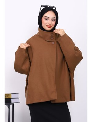 Kahverengi Cepli Oversize Kaşe Kaban
