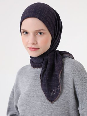 Vizon Fort Eşarp Kutu Desen Lacivert