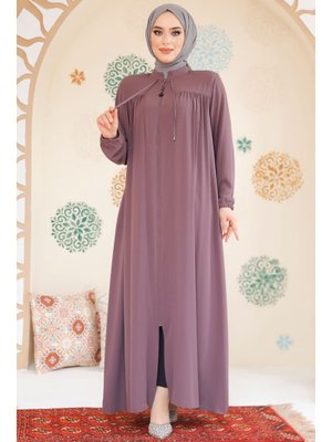 Fermuarlı Gül Kurusu Ferace 45290gk