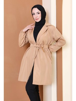 Taba Kuşaklı Kolu Lastikli Miranda Trençkot