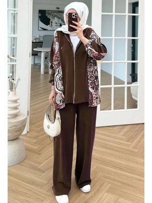 Kahve Desenli Oysho İkili Takım