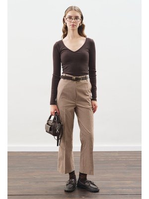 Flare Kesim Pantolon Ekose