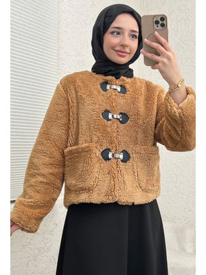 Camel Toka Detaylı Peluş Ceket