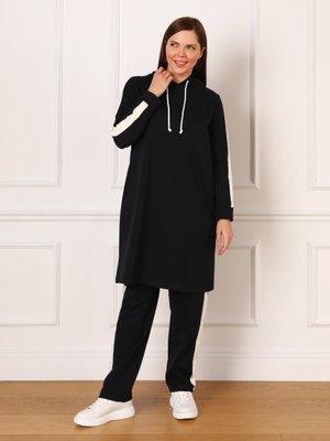 Siyah Büyük Beden Doğal Kumaşlı Spor Tunik & Pantolon İkili Takım