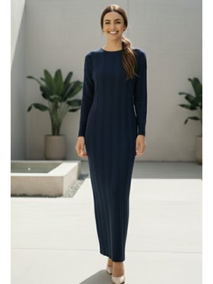Lacivert Triko Elbise