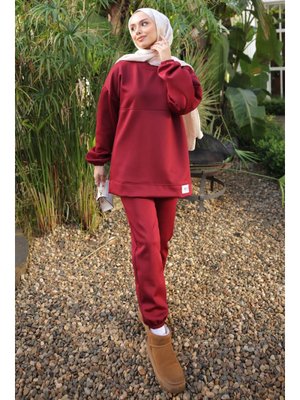 Bordo Armalı Tunik Pantolonlu Takım