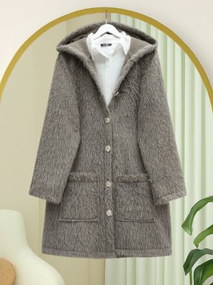 Toprak Kapüşonlu Gold Düğmeli Cepli Sakallı Kap