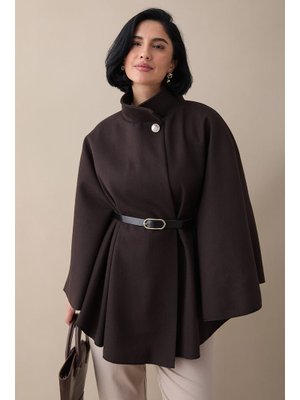 Kemerli Kaşe Acı Kahve Kısa Panço