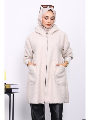 Taş Fermuarlı Cepli Buklet Kaban