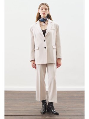Bej Oversıze Kesim Blazer Ceket
