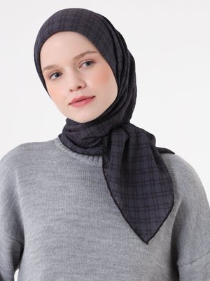 Antrasit Fort Eşarp Kutu Desen