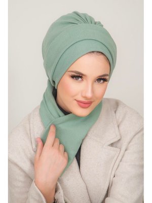 Pastel Yeşil Atkılı Bone