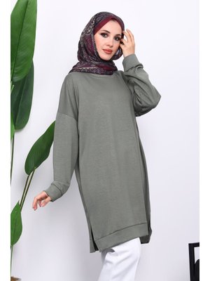 Haki Bisiklet Yaka Modal Tunik