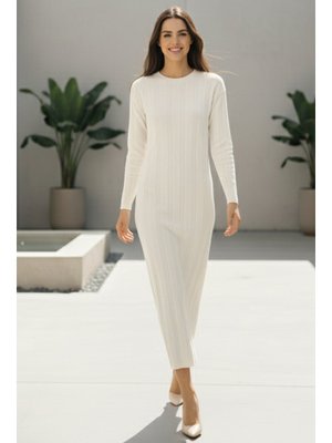 Taş Rengi Triko Elbise