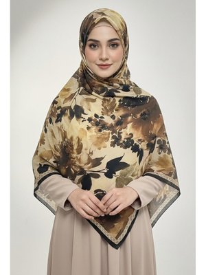 Sarı Midnight Bloom Serisi Pamuk Şal Sari