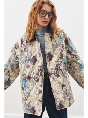 Sarı Kapitoneli Desenli Mont