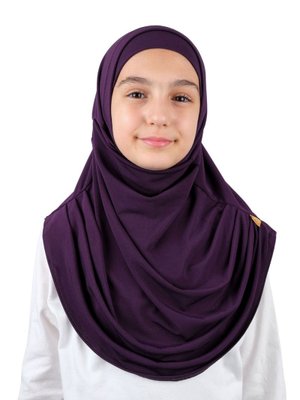 Pratik Hazır Geçmeli Boneli Çocuk Şal Mürdüm