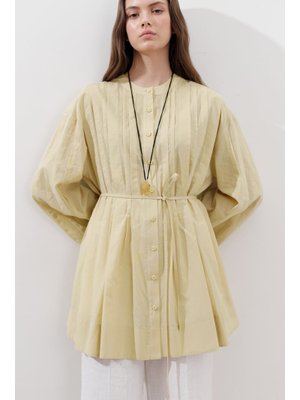 Sarı Nervürlü Geniş Kollu Tunik