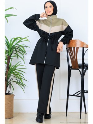 Siyah Beli Büzgülü Kemerli Scuba Takım