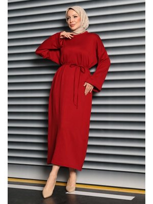 Bordo Double Kol Salaş Modal Elbise