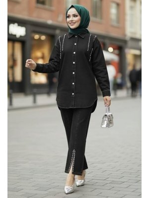 Ceket Pantolon İkili Kot Siyah Takım