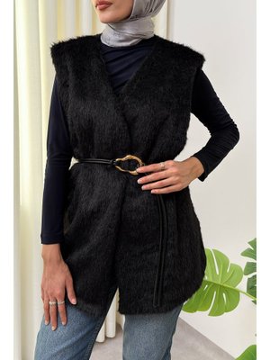 Siyah Kemerli Kürk Yelek