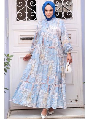 Desenli Bebek Mavisi Elbise 710503bm