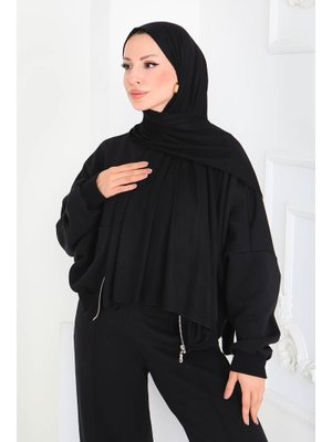 Siyah Sıyah Penye Şal