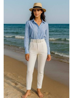 Dar Paça Beyaz Pantolon 10550b