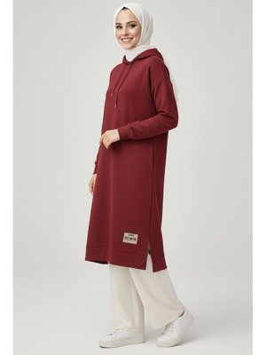 Bordo Armalı Vortex Yırtmaçlı Tunik