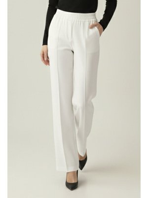 Beyaz Puf Scuba Pantolon