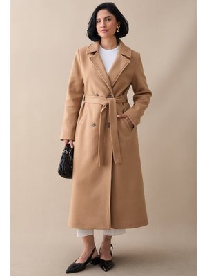 Astarlı Kaşe Kruvaze Camel Kaban