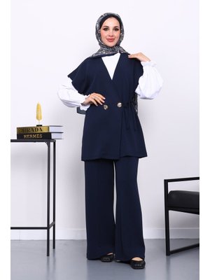 Lacivert Yelek Pantolonlu Cupra Modal Takım