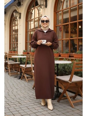 Kahverengi Triko Elbise 60321kh